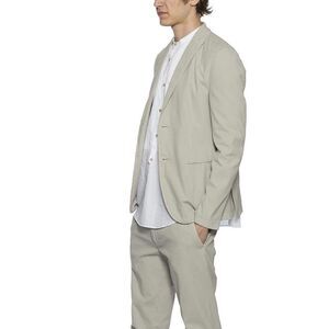 DANIELE ALESSANDRINI Men's Striped Linen Blend Blazer and Trousers Set Men Beige